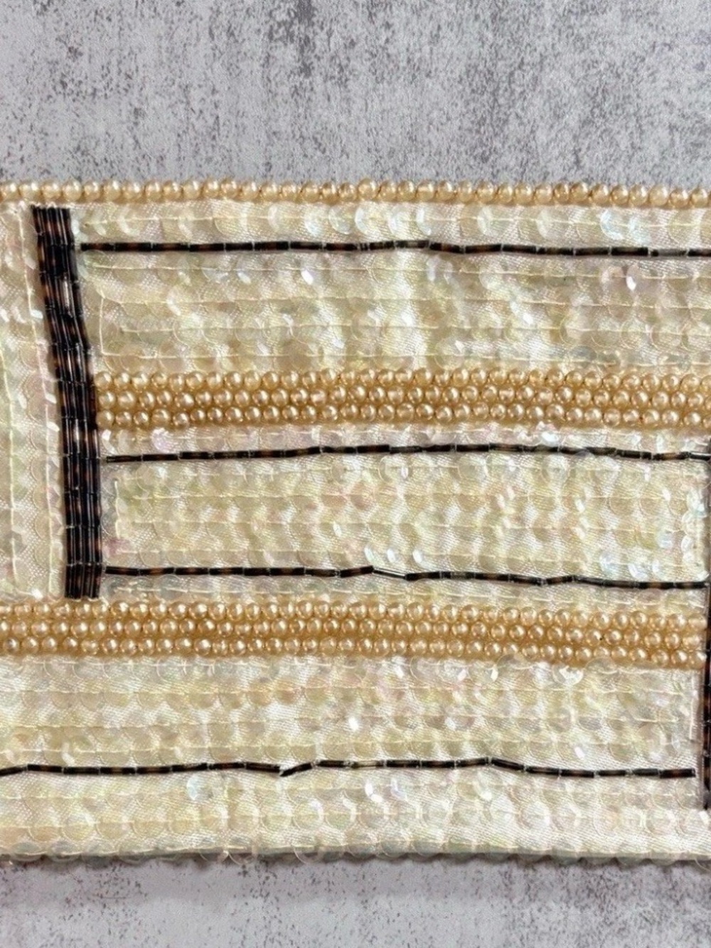 Vintage Pearl Evening Clutch La Regale 1950s Ivory Iridescent Sequin Beaded MCM - Picture 2 of 16